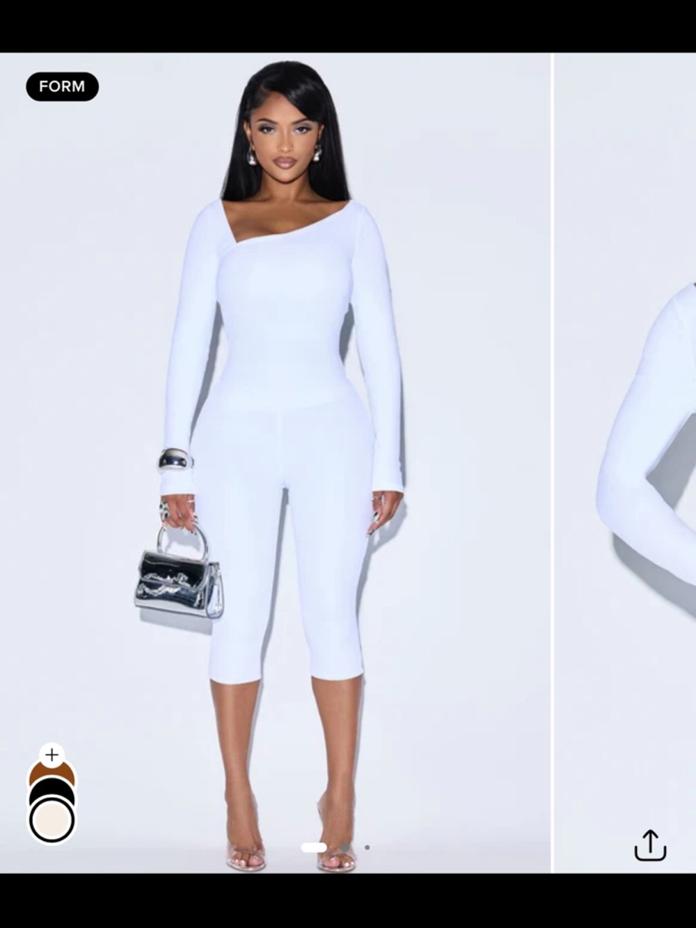 Long-Sleeve White Cropped two piece set